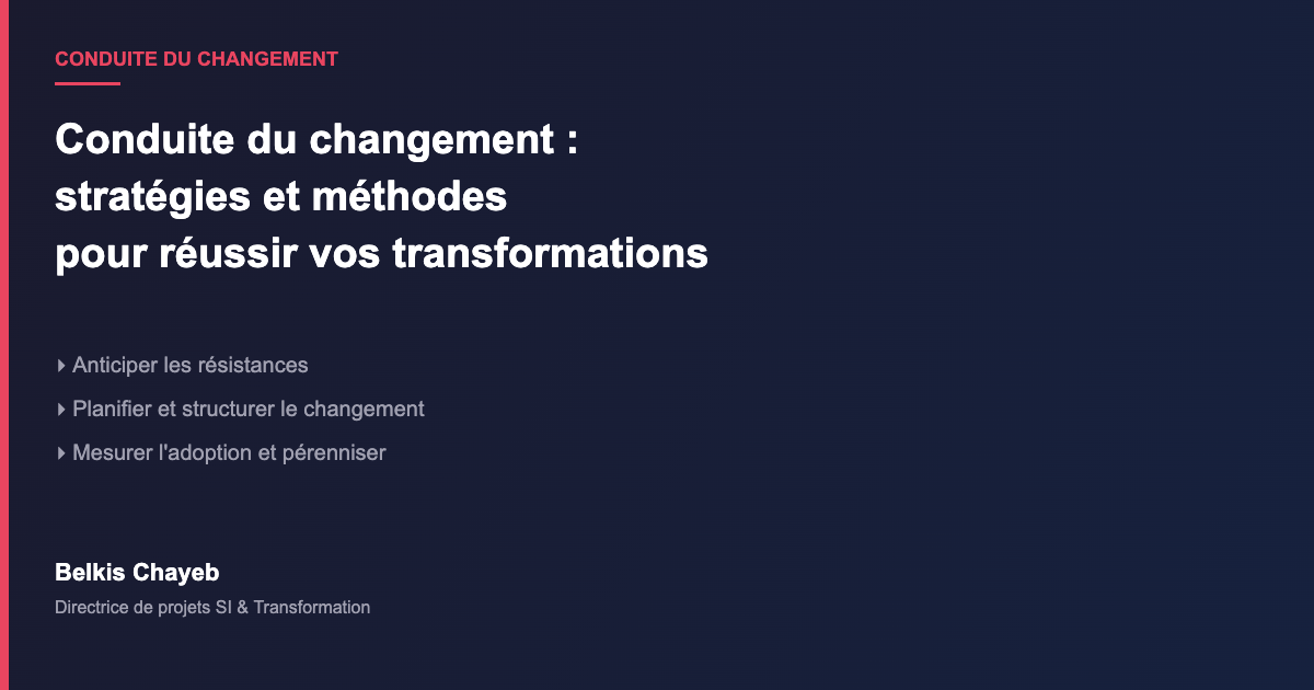 Conduite du Changement 1 Conduite du changement stratégies et méthodes terrain