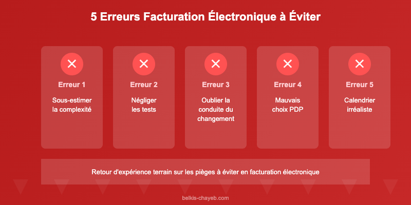 Retour d'expérience : les 5 erreurs les plus fréquentes dans les projets de facturation électronique 1 Les 5 erreurs facturation electronique les plus fréquentes