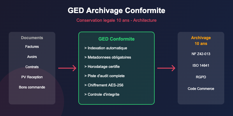 GED et archivage de conformité : configuration pour conservation légale 10 ans 8 GED archivage conformite architecture conservation legale 10 ans