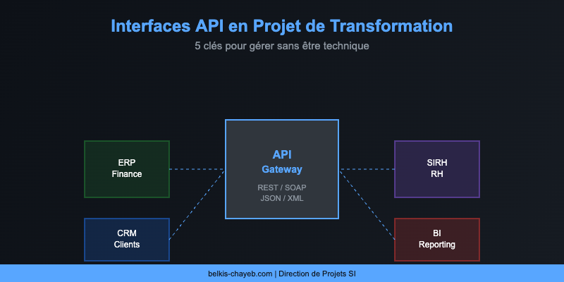 Interfaces API en projet de transformation : comment les gérer sans être technique 1 Interfaces API projet transformation : schema de connexion entre systemes