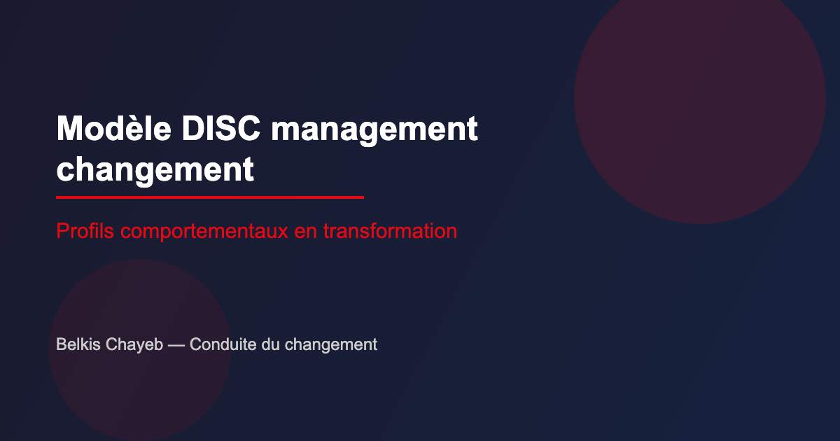 Le modèle DISC en management du changement : utiliser les profils comportementaux pour mieux conduire la transformation 4 Modèle DISC management changement : profils comportementaux