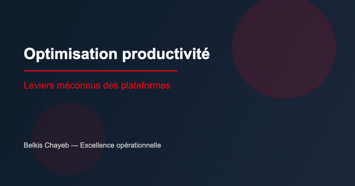 Optimisation productivité des plateformes de services