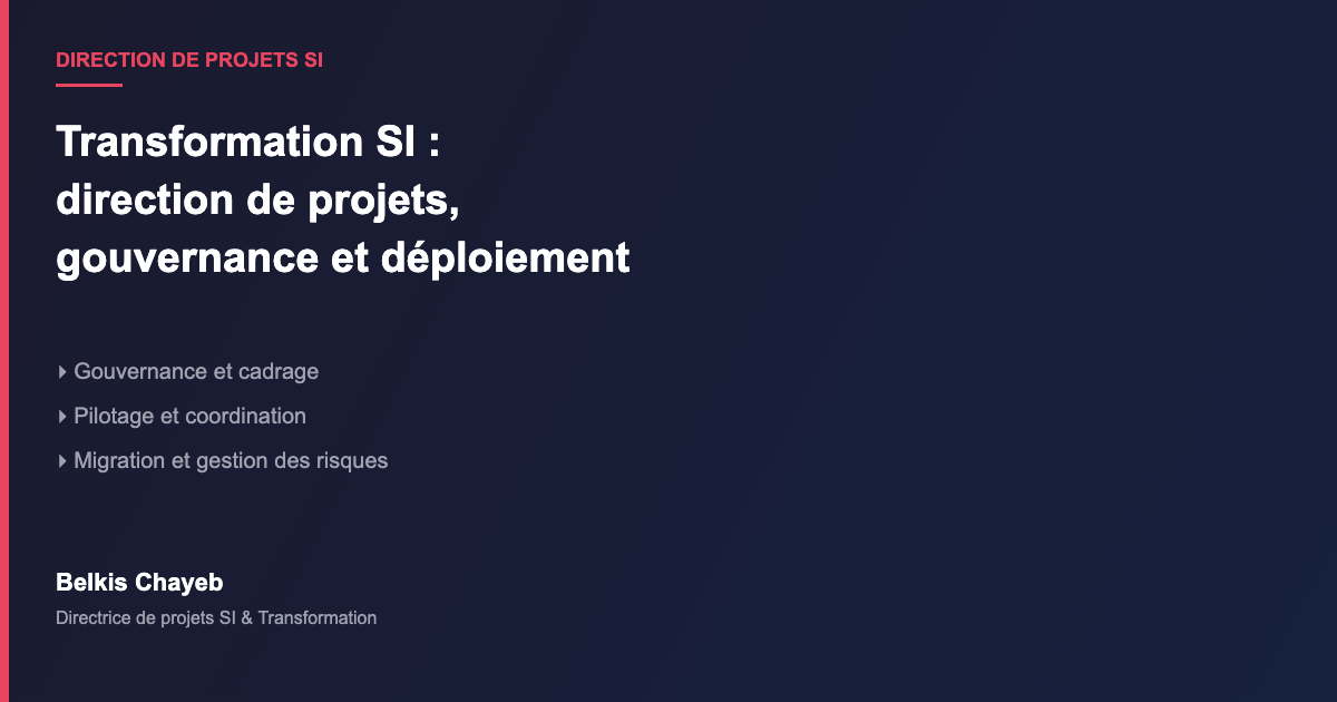 Transformation SI direction projets gouvernance